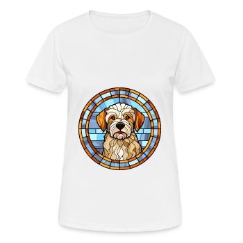 Dandie Dinmont Terrier Dog Breed Stained Glass Col - Women's Breathable T-Shirt - white - Front - AI Model Female 172 dark (172cm)
