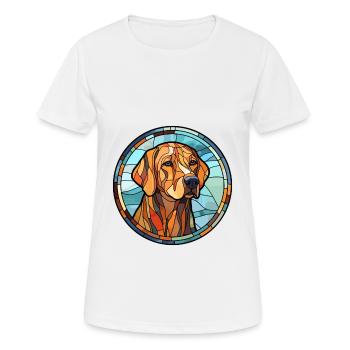 Dänische Broholmer Hunderasse Buntglas Bunt - Frauen T-Shirt atmungsaktiv - Weiß - Vorne - AI Model Female 172 dark (172cm)