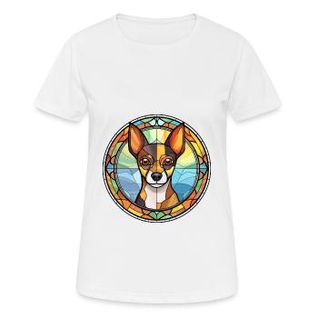 Decker Ratte Terrier Hunderasse Buntglas Colorfu - Frauen T-Shirt atmungsaktiv - Weiß - Vorne - AI Model Female 172 dark (172cm)