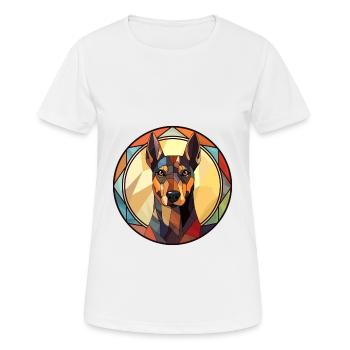 Doberman chien race vitrail coloré Watercol - T-shirt respirant Femme - blanc - Devant - AI Model Female 172 dark (172cm)