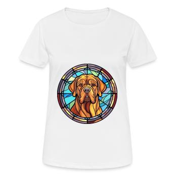 Bordeauxdogge Hunderasse Buntglas bunt - Frauen T-Shirt atmungsaktiv - Weiß - Vorne - AI Model Female 172 dark (172cm)