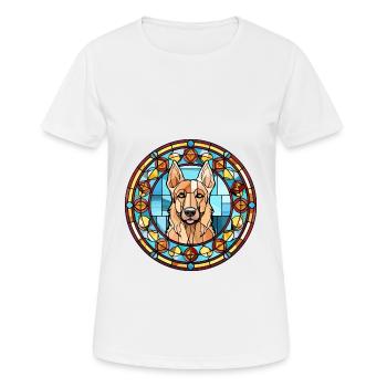 Berger d’Europe de l’Est chien race vitrail Col - T-shirt respirant Femme - blanc - Devant - AI Model Female 172 dark (172cm)