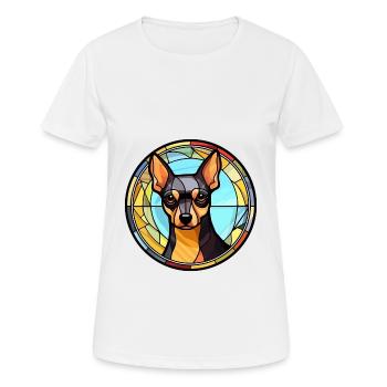 Englisch Toy Terrier Hunderasse Buntglas Farbe - Frauen T-Shirt atmungsaktiv - Weiß - Vorne - AI Model Female 172 dark (172cm)