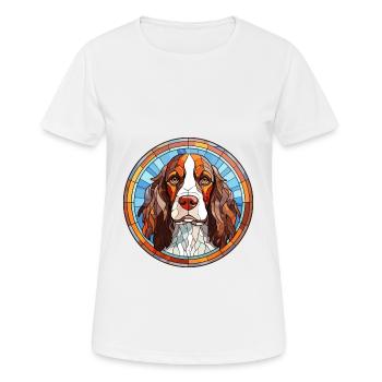 English Springer Spaniel Hunderasse Buntglas C - Frauen T-Shirt atmungsaktiv - Weiß - Vorne - AI Model Female 172 dark (172cm)