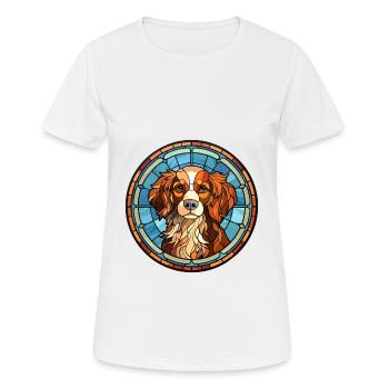 Dog Breed Stained Glass Colorful Watercolor - Women's Breathable T-Shirt - white - Front - AI Model Female 172 dark (172cm)
