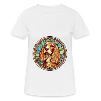Cocker anglais Spaniel chien race vitrail Col - T-shirt respirant Femme - blanc - Devant - AI Model Female 172 dark (172cm)