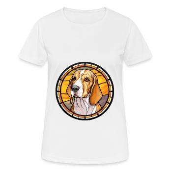 Foxhound anglais chien race vitrail coloré - T-shirt respirant Femme - blanc - Devant - AI Model Female 172 dark (172cm)