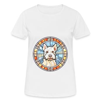 Englisch White Terrier Hunderasse Buntglas Colo - Frauen T-Shirt atmungsaktiv - Weiß - Vorne - AI Model Female 172 dark (172cm)