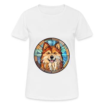 Finnois lapphe chien race vitrail coloré - T-shirt respirant Femme - blanc - Devant - AI Model Female 172 dark (172cm)