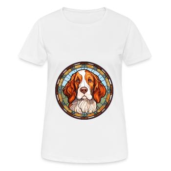 Français Bretagne chien race vitrail coloré W - T-shirt respirant Femme - blanc - Devant - AI Model Female 172 dark (172cm)