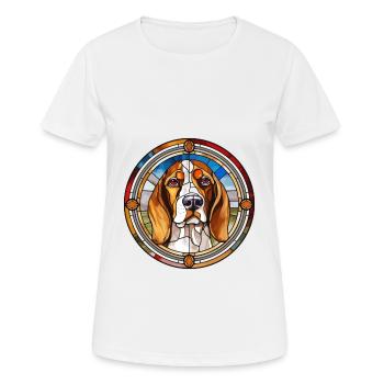 Français Tricolore chien chien race vitrail Colo - T-shirt respirant Femme - blanc - Devant - AI Model Female 172 dark (172cm)