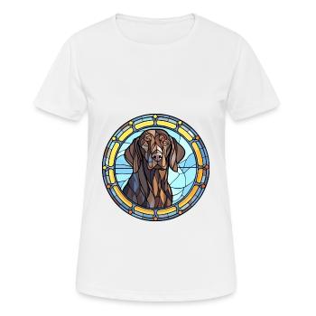 Frisian Pointing Dog Breed Stained Glass Colorful - Women's Breathable T-Shirt - white - Front - AI Model Female 172 dark (172cm)