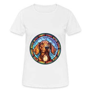 German Hound Dog Breed Stained Glass Colorful Wate - Women's Breathable T-Shirt - white - Front - AI Model Female 172 dark (172cm)