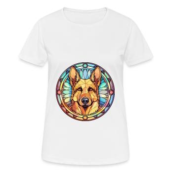 German Shepherd Dog Breed Stained Glass Colorful W - Women's Breathable T-Shirt - white - Front - AI Model Female 172 dark (172cm)