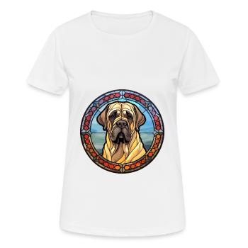 Englische Dogge Hunderasse Buntes Glas Buntes W - Frauen T-Shirt atmungsaktiv - Weiß - Vorne - AI Model Female 172 dark (172cm)