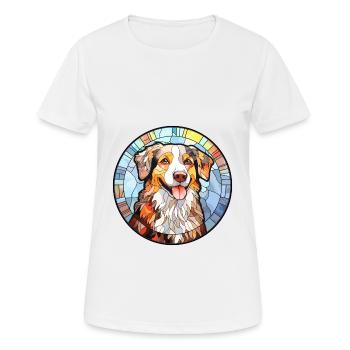 English Shepherd Dog Breed Stained Glass Colorful - Women's Breathable T-Shirt - white - Front - AI Model Female 172 dark (172cm)