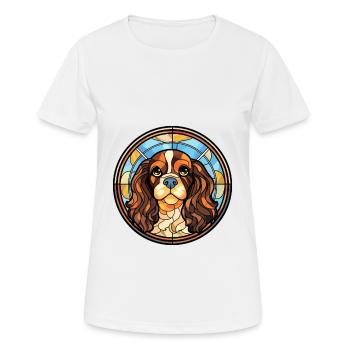 Anglais jouet épagneul chien race vitrail Colorf - T-shirt respirant Femme - blanc - Devant - AI Model Female 172 dark (172cm)