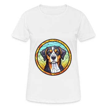 Entlebucher Mountain Dog race vitrail couleur - T-shirt respirant Femme - blanc - Devant - AI Model Female 172 dark (172cm)