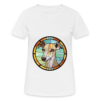 Anglais Whippet chien race vitrail coloré W - T-shirt respirant Femme - blanc - Devant - AI Model Female 172 dark (172cm)