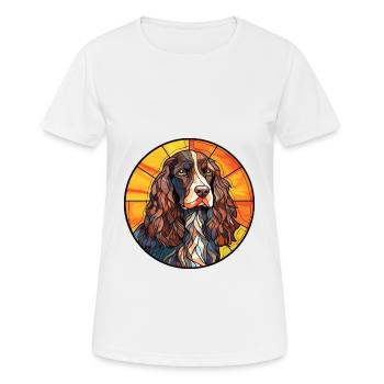 Feld Spaniel Hunderasse Buntes Glas Wat - Frauen T-Shirt atmungsaktiv - Weiß - Vorne - AI Model Female 172 dark (172cm)
