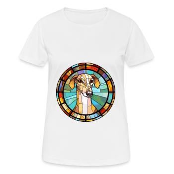 Galgo Español Hunderasse Buntes Glas Bunt Wat - Frauen T-Shirt atmungsaktiv - Weiß - Vorne - AI Model Female 172 dark (172cm)