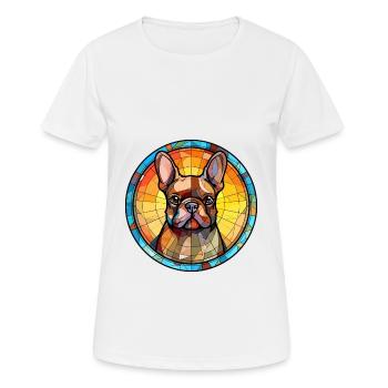 Bouledogue Français chien race vitrail coloré Wa - T-shirt respirant Femme - blanc - Devant - AI Model Female 172 dark (172cm)