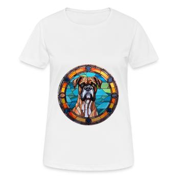 Deutsche Boxer Hund Rasse Bunt Glas Bunt Wate - Frauen T-Shirt atmungsaktiv - Weiß - Vorne - AI Model Female 172 dark (172cm)
