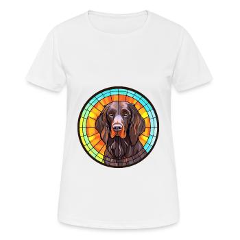 Deutsch Langhaar Vorstehhund Rasse Buntglas - Frauen T-Shirt atmungsaktiv - Weiß - Vorne - AI Model Female 172 dark (172cm)