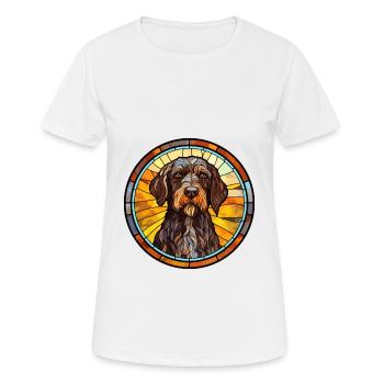 Deutsches Drahthaar Vorstehhund Rasse Buntglas - Frauen T-Shirt atmungsaktiv - Weiß - Vorne - AI Model Female 172 dark (172cm)