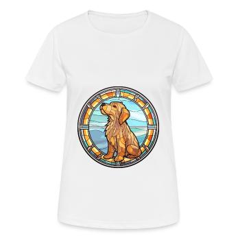 Griffon Fauve De Bretagne Dog Breed Stained Glass - Women's Breathable T-Shirt - white - Front - AI Model Female 172 dark (172cm)