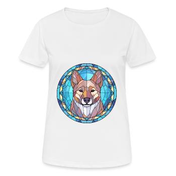Hokkaido Hunderasse Buntes Glas Buntes Wassercol - Frauen T-Shirt atmungsaktiv - Weiß - Vorne - AI Model Female 172 dark (172cm)