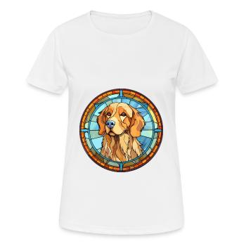 Hovawart chien race vitrail coloré Watercol - T-shirt respirant Femme - blanc - Devant - AI Model Female 172 dark (172cm)