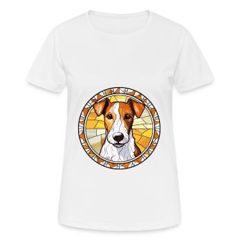 Foxterrier Glatte Hunderasse Buntglas Colorfu - Frauen T-Shirt atmungsaktiv - Weiß - Vorne - AI Model Female 172 dark (172cm)