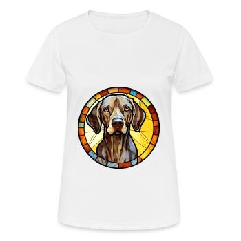 French Gascony Pointer Dog Breed Stained Glass Col - Women's Breathable T-Shirt - white - Front - AI Model Female 172 dark (172cm)