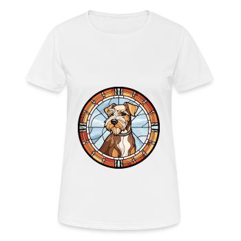 Chien de chasse allemand Terrier race vitrail Col - T-shirt respirant Femme - blanc - Devant - AI Model Female 172 dark (172cm)