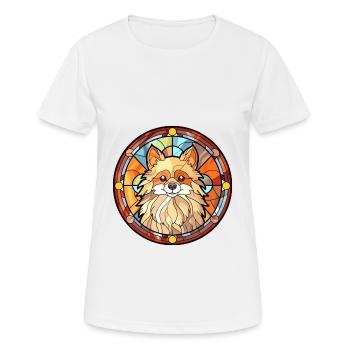 Deutscher Spitz Hunderasse Buntglas Buntes Wate - Frauen T-Shirt atmungsaktiv - Weiß - Vorne - AI Model Female 172 dark (172cm)