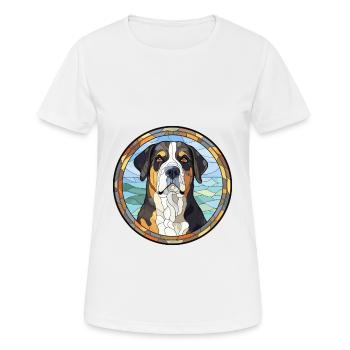 Grand Bouvier suisse race vitrail Col - T-shirt respirant Femme - blanc - Devant - AI Model Female 172 dark (172cm)