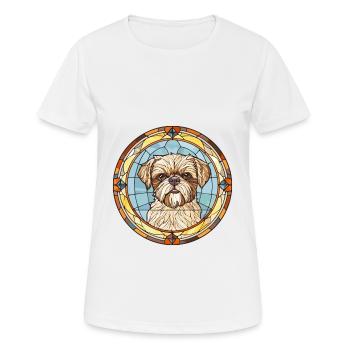 Griffon Bruxellois Hunderasse Buntglas Colorfu - Frauen T-Shirt atmungsaktiv - Weiß - Vorne - AI Model Female 172 dark (172cm)