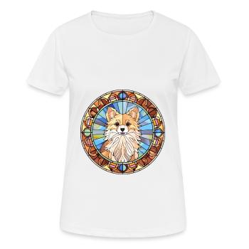 Spitz indien chien race vitrail coloré Wate - T-shirt respirant Femme - blanc - Devant - AI Model Female 172 dark (172cm)