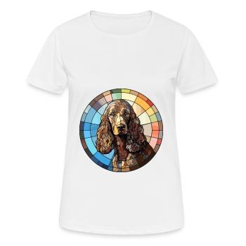 Irish Water Spaniel Dog Breed Buntglas Colorf - Frauen T-Shirt atmungsaktiv - Weiß - Vorne - AI Model Female 172 dark (172cm)