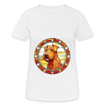 Irish Terrier Dog Breed Stained Glass Colorful Wat - Women's Breathable T-Shirt - white - Front - AI Model Female 172 dark (172cm)