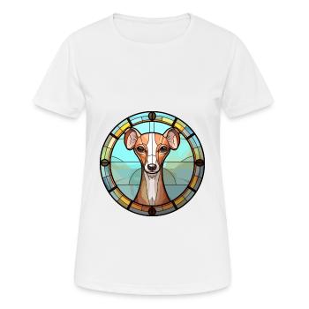 Lévrier italien chien race vitrail coloré - T-shirt respirant Femme - blanc - Devant - AI Model Female 172 dark (172cm)