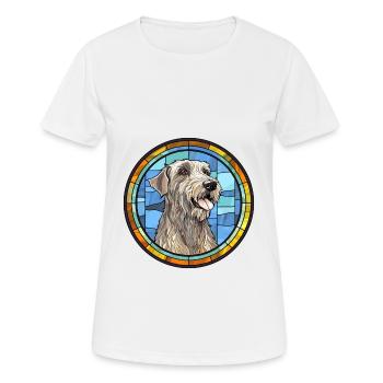 Irischer Wolfshund Hunderasse Buntes Glas Buntes W - Frauen T-Shirt atmungsaktiv - Weiß - Vorne - AI Model Female 172 dark (172cm)