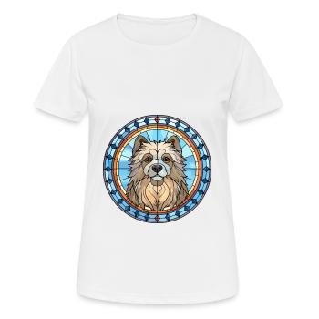 Keeshond Dog Breed Stained Glass Colorful Watercol - Women's Breathable T-Shirt - white - Front - AI Model Female 172 dark (172cm)