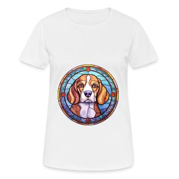Kerry Beagle Hunderasse Buntes Glas - Frauen T-Shirt atmungsaktiv - Weiß - Vorne - AI Model Female 172 dark (172cm)