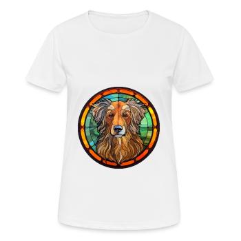 Kuchi Afghan Shepard chien race vitrail couleur - T-shirt respirant Femme - blanc - Devant - AI Model Female 172 dark (172cm)