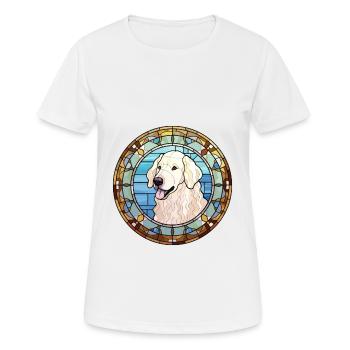 Kuvasz chien race vitrail aquarelle colorée - T-shirt respirant Femme - blanc - Devant - AI Model Female 172 dark (172cm)
