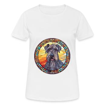 Schnauzer géant chien race vitrail coloré W - T-shirt respirant Femme - blanc - Devant - AI Model Female 172 dark (172cm)