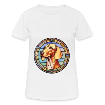 Grand Anglo Français race de chien vitrail couleur - T-shirt respirant Femme - blanc - Devant - AI Model Female 172 dark (172cm)