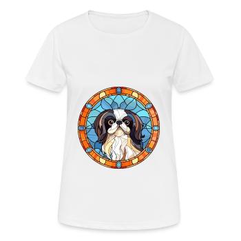 Japanisches Kinn Hund Rasse Buntes Glas Wat - Frauen T-Shirt atmungsaktiv - Weiß - Vorne - AI Model Female 172 dark (172cm)